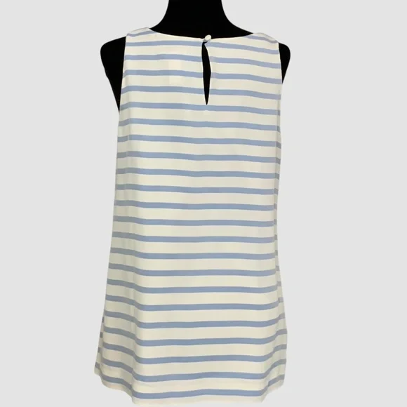 J Crew NWOT Light Blue White Striped Silk Sleeveless Lined Shell Top SZ 8 - Picture 5 of 11